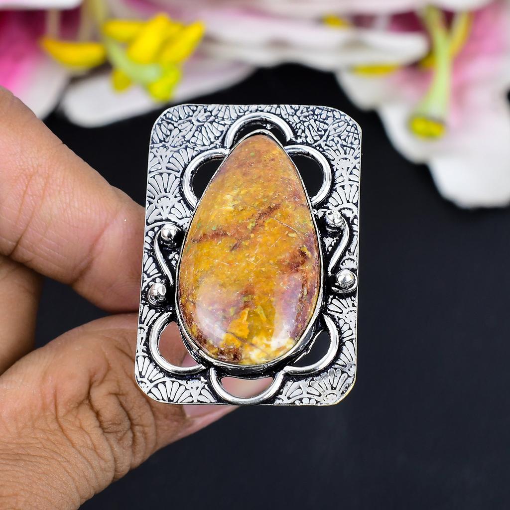 Ghost Eye Jasper Gemstone 925 Sterling Silver Jewelry Ring Size 10.5 KG-1663