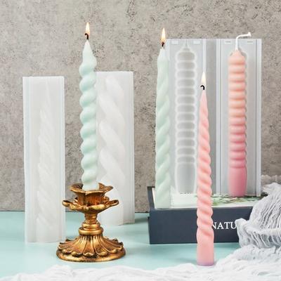 New Silicone Candle Making Mold Non-Stick Easily Demold Plaster Resin Mold Geometric Spiral Wax Rod Mold DIY Crafts