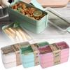 Cutie de prânz cu 3 straturi Linguriță Furculiță Veselă Set cutie Bento pentru depozitarea alimentelor Cuptor cu microunde
