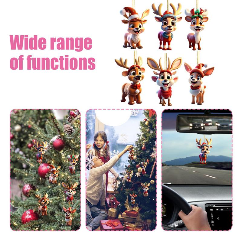 2025 New Deer Christmas Tree Decoration 2D Acrylic Decorative Animal Hangings Ornaments Xmas Toys Ornament Hangs