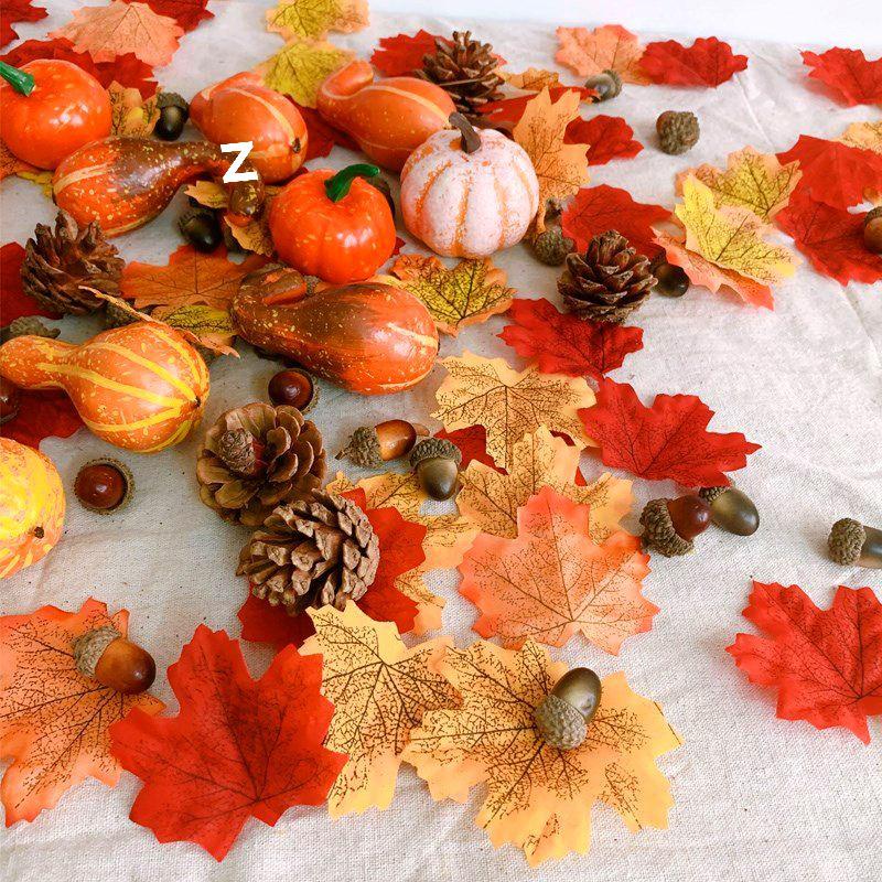 Fake Pumpkin & Maple Leaf Set for Halloween Decor and Photography