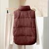 Women's Solid Color Zipper Fashion Pockets Stand-Up Collar Vest Top Coat