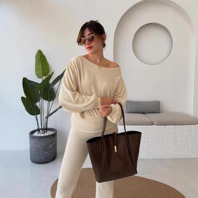 2025 Autumn Off-Shoulder Knit Top & Long Pants Set for Women