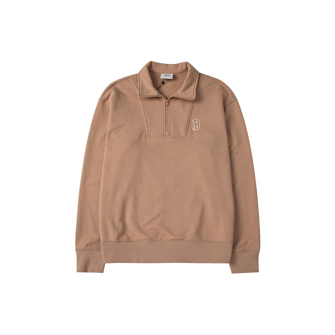 MLB Sweatshirts Unisex Beige Yellow Stand Collar Moderate Regular 3AMTB0534-43BGS XS