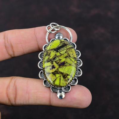 Copper Stichtite Pendant 925 Sterling Silver Pendant Genuine Gemstone Pendant Elegant Jewelry Handmade Ethnic Style Pendant Gift For Women