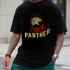 Panther Motorcycle Classic Print T-Shirt Cotton Men Summer Casual Short Sleeve Round Neck Tees