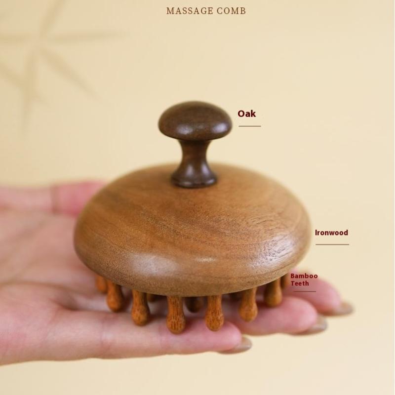 

Multi-Functional Wood Therapy Massage Comb Scalp Head Massager Natural Garapa Circular Tooth Guasha Scraping Body Massager