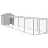 VidaXL Poulailler avec cour gris clair 117x609x123 cm acier galvanisé 3189075