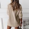 Women's Fashion Casual Solid Color Sweater Set Head V Neck Warm Long-sleeved Sweater