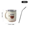WORTHBUY 500Ml 304 Stainless Steel Coffee Mug With Straw Insulated Anti Scalding Water Cup Portable Double-Layer Drinking Cup