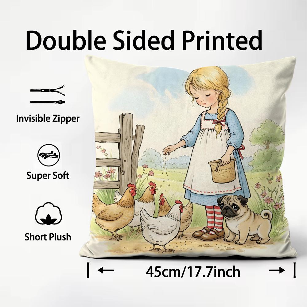 Art Sarah Kay Swing Girl Cushion Cover Plush Fabric Soft DoubleSided Printed Sofa Warm Winter Home Child Gift Pillow Case 30x30cm