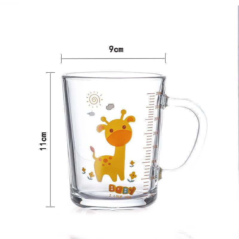Deer Pattern Graduated Glass Drinking Cup with Straw