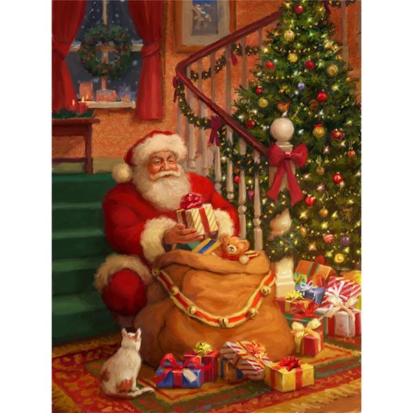 Pintura de Diamantes 5D DIY Bordado de Diamantes Imagen de Papá Noel Punto de Cruz Mosaico Pegatina de Pared Regalo Decoración del Hogar