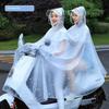 Regenmantel für Elektroroller, Doppelsitz, Eltern-Kind, Langer Stil, Ganzkörper, Starkregen-Schutz, Motorrad-Spezifisch, Transparenter Regenponcho