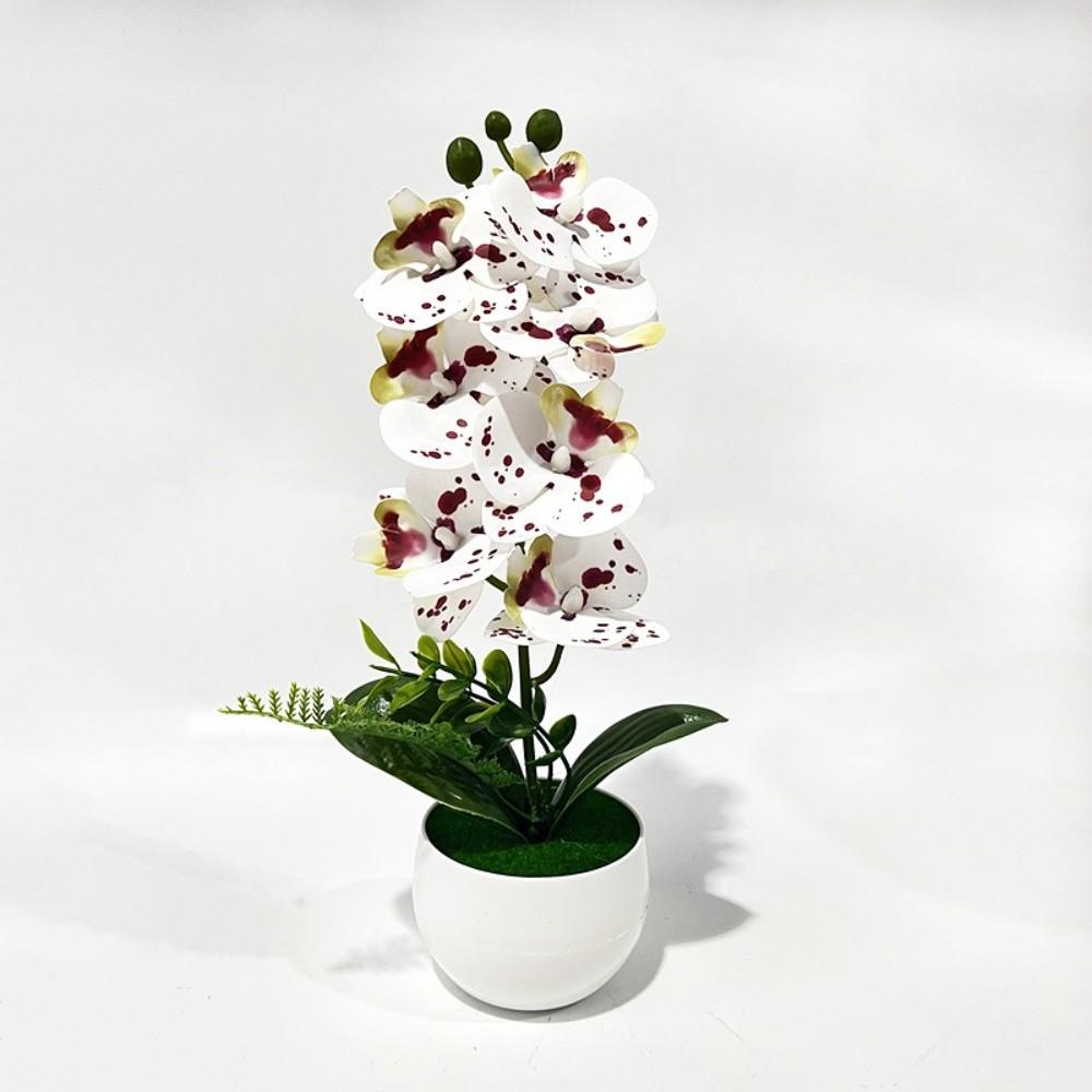 7 Heads Simulated Flower Butterfly Orchid Potted Pink Artificial Faux Plants  Living Room Ornaments