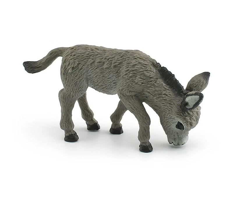 

1Pcs Farm Animal Toys Lifelike Donkey Animal Figurines Plaything Figures Solid Grey Mule Models Static Pvc Decoration Crafts