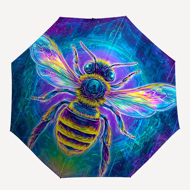 

1PC Psychedelic Bee Automatic Open/close, All-Season Portable Folding Umbrella for Women & Men yy250919165