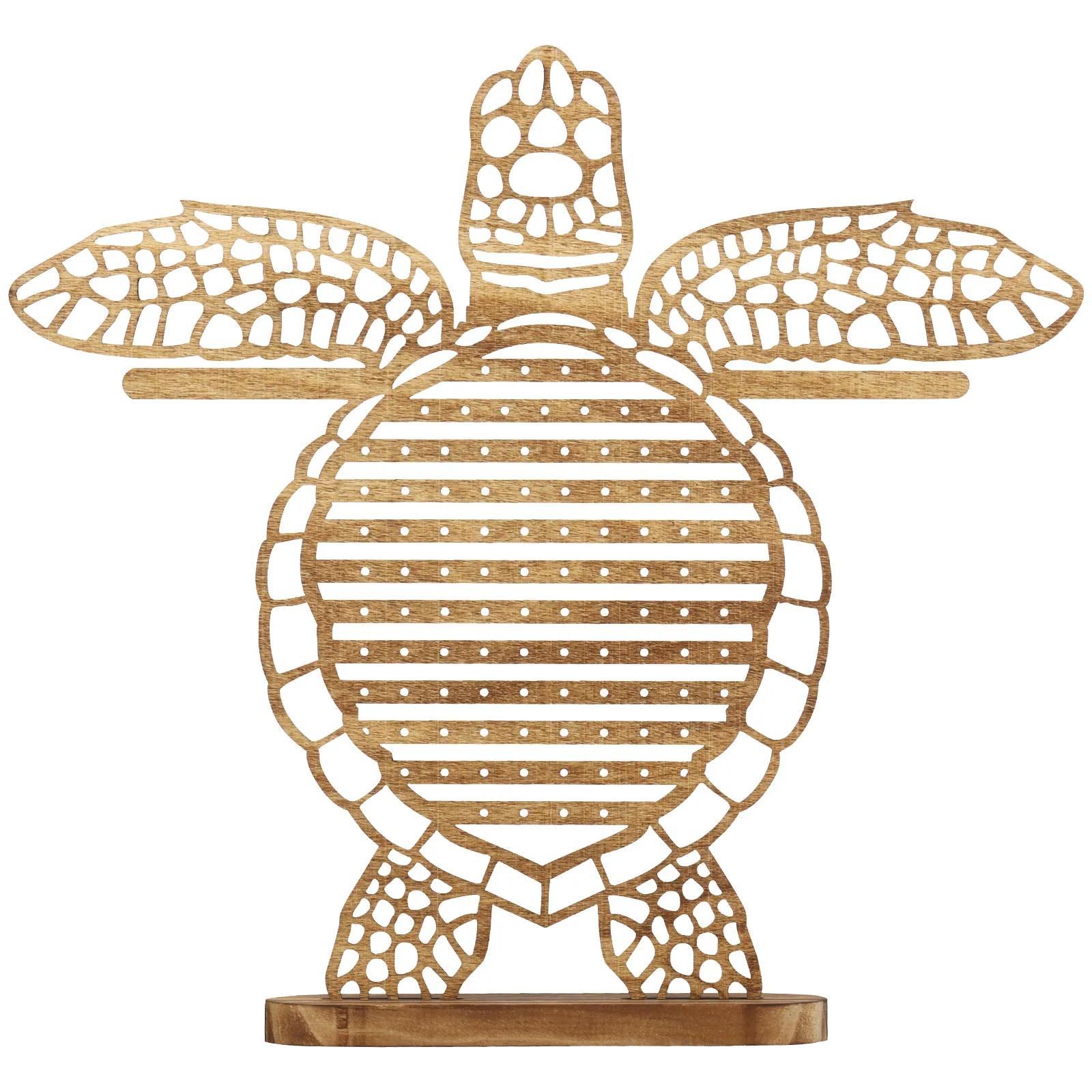 

Wooden Jewelry Display Stand creativity Turtle Shape Earring Necklace Ring Storage Rack Multifunctional Women Bracelets Holder