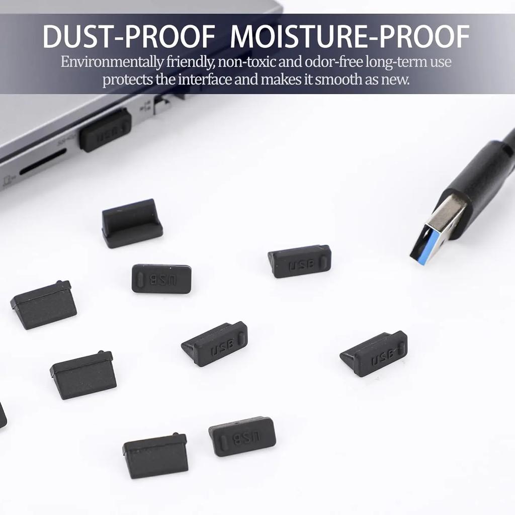 10-60PCS Silicone Dust Plug for USB-A Charger Port Cap Female Jack Universal Dustproof Ports Protectors for PC Notebook Laptop
