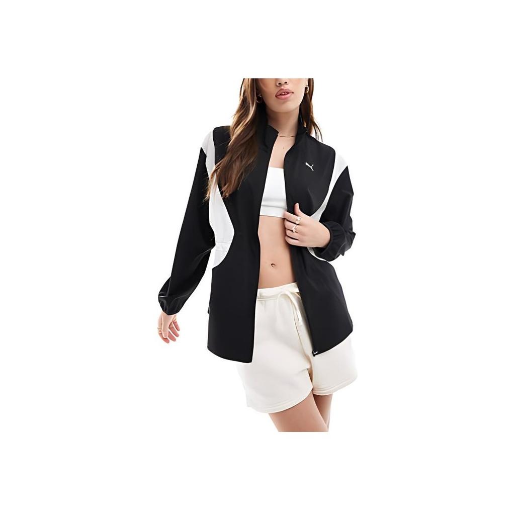 Puma Training Color Block Retro Sports Zip-Up Jacket Women Jackets Black 526421-01