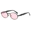 Elliptical Metal Frame Sunglasses With Uv400 Protection For Outdoor Sports And Fashion