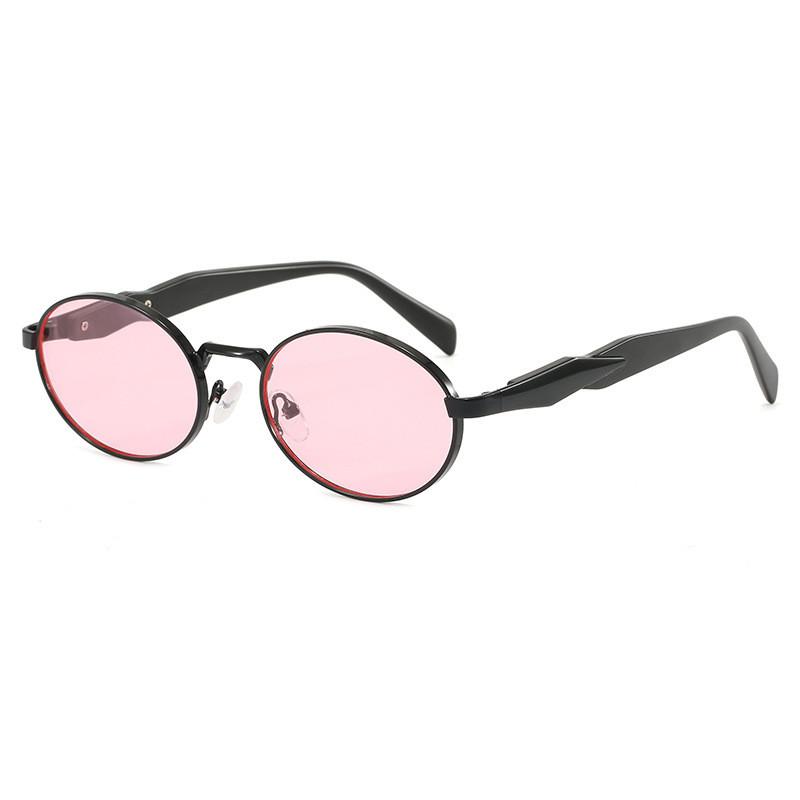 Elliptical Metal Frame Sunglasses With Uv400 Protection For Outdoor Sports And Fashion