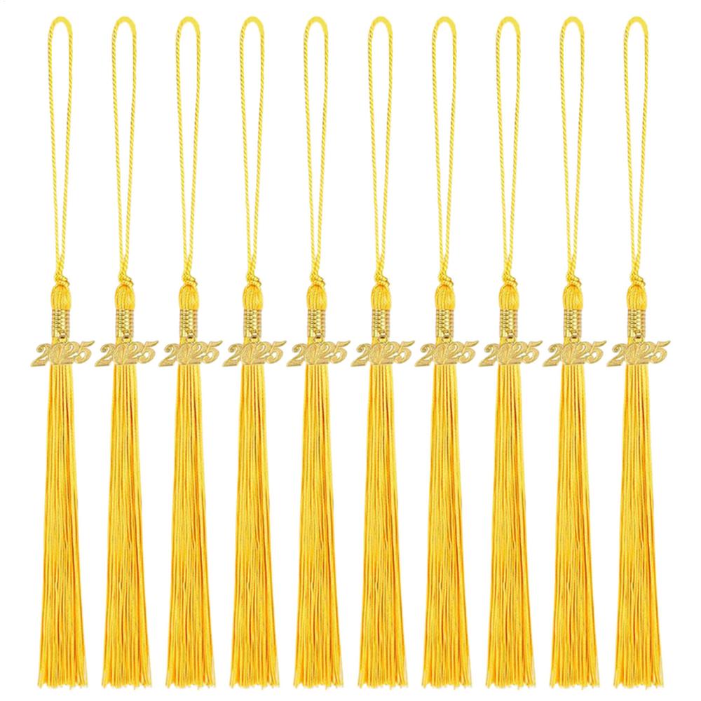 10pcs Graduation Tassel with Gold Date Mortarboard Tassel Fringe Pendant for 2025 Graduation Party Decorations Accessories