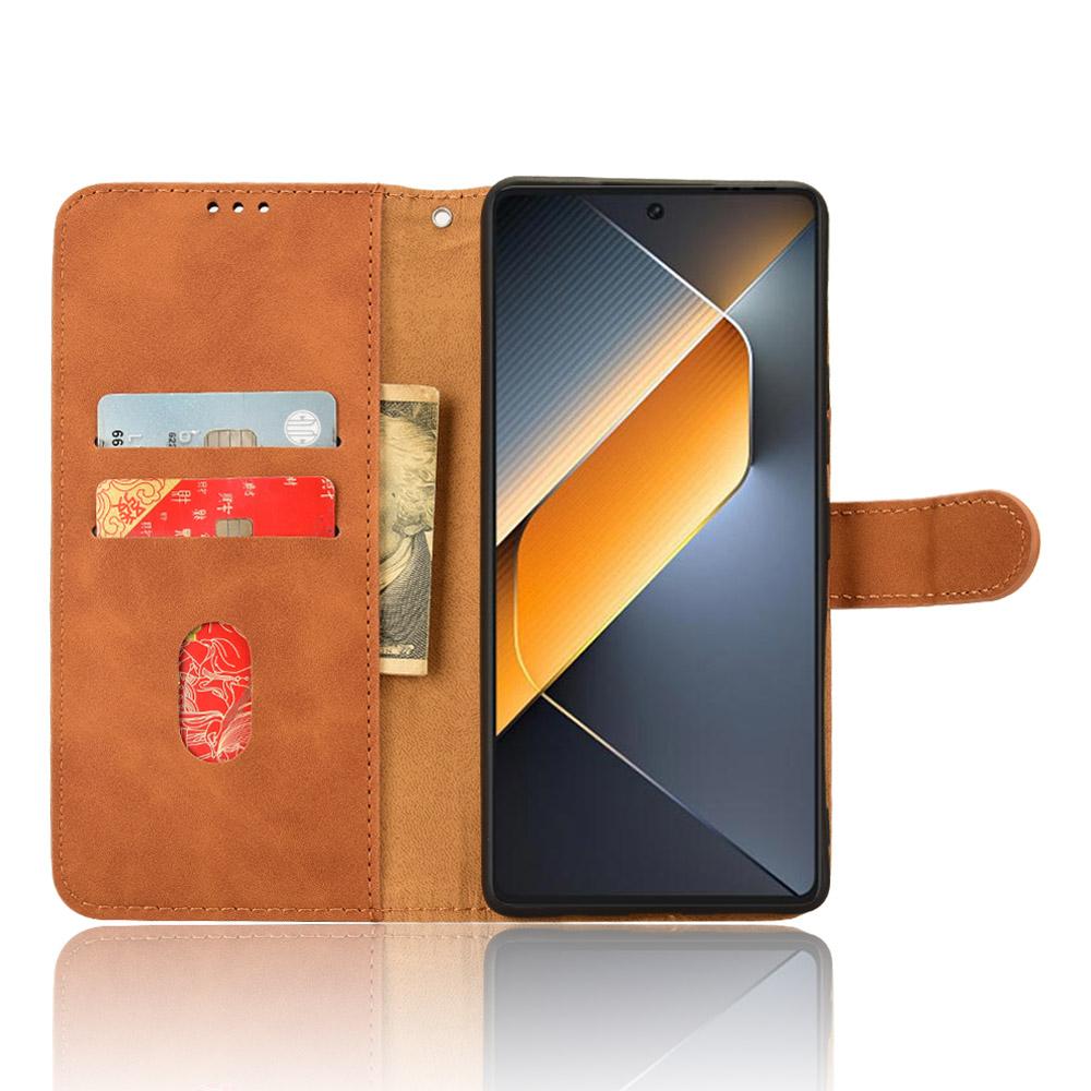 

For TECNO Pova 6 Pro 5G Case Skin-Touch Texture Foldable Stand Phone Cover Brown