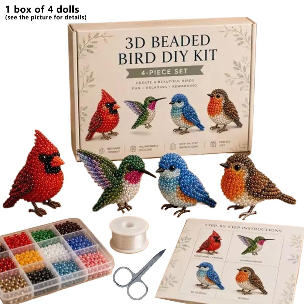 Tiny 3D Beaded Animal Kit Easy DIY Beading Bead Art Craft Kit with Colorful Beads Accessories for Beginners Craft Enthusiasts