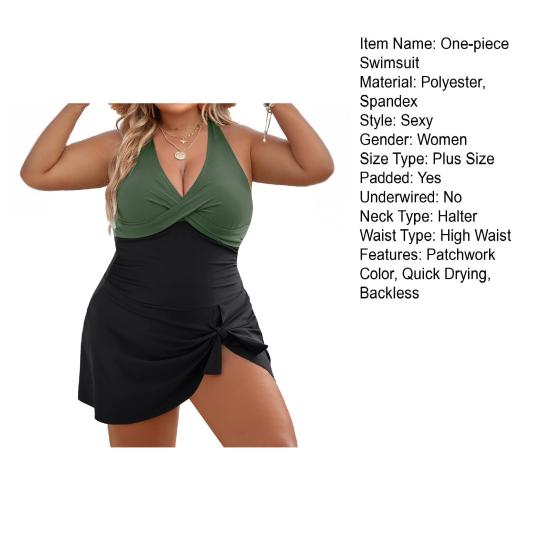 Jednodílné plavky Halter Bez zad Vysoký pas Nastavitelná ramínka Vyjímatelné vycpávky Monokini Patchwork Barva Plavky