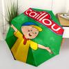 Caillou Print Automatic Umbrella, 8 Rib Iron Frame, Plastic Handle, Suitable for Outdoor Travel &Daily , Ideal Gift