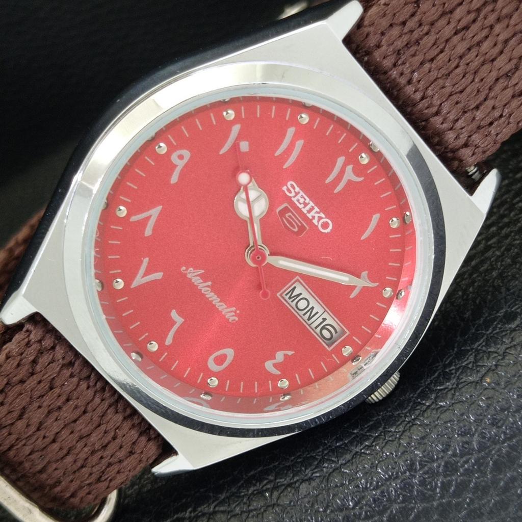 

JAPAN VINTAGE REFURBISHED SEIKO 5 AUTOMATIC 6309A MENS RED DIAL WATCH a441397-5 Sk-a441397