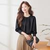 Women's Solid Color Satin Long-Sleeve Blouse