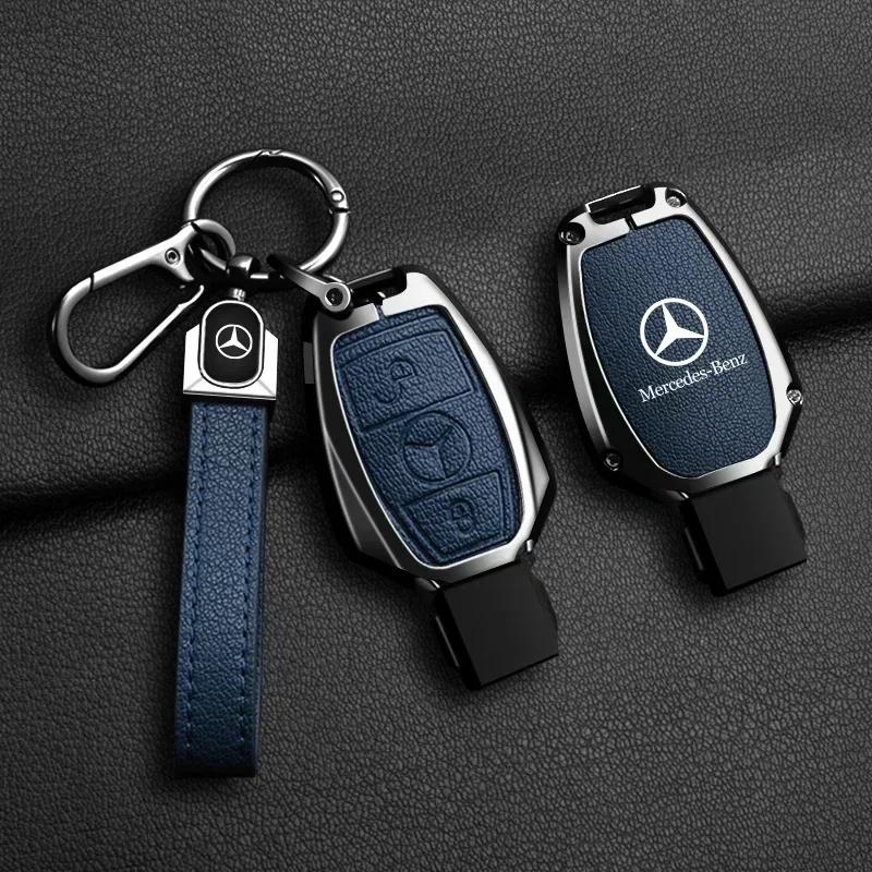 ESU5 Zinc Alloy Leather Car Key Case Cover Holder Shell Protector For Mercedes Benz A B C S Class AMG GLA CLA GLC W176 W221 W204 W205