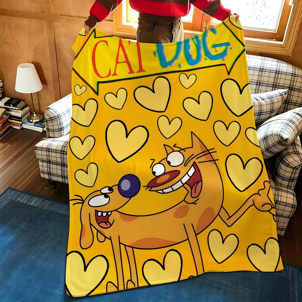 Cartoon C-CatD-Dog Throw Flannel Cozy Print Blanket, Portable, Durable Machine Washable Cute Cool