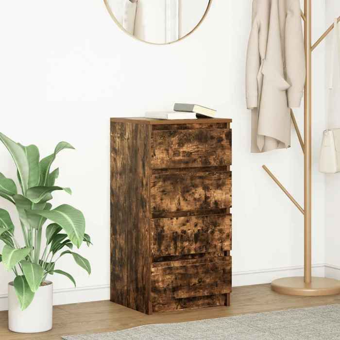 VidaXL Buffet chêne fumé 37,5x35x76 cm bois d'ingénierie, meuble de rangement, meuble de rangement de cuisine, meuble de 861755