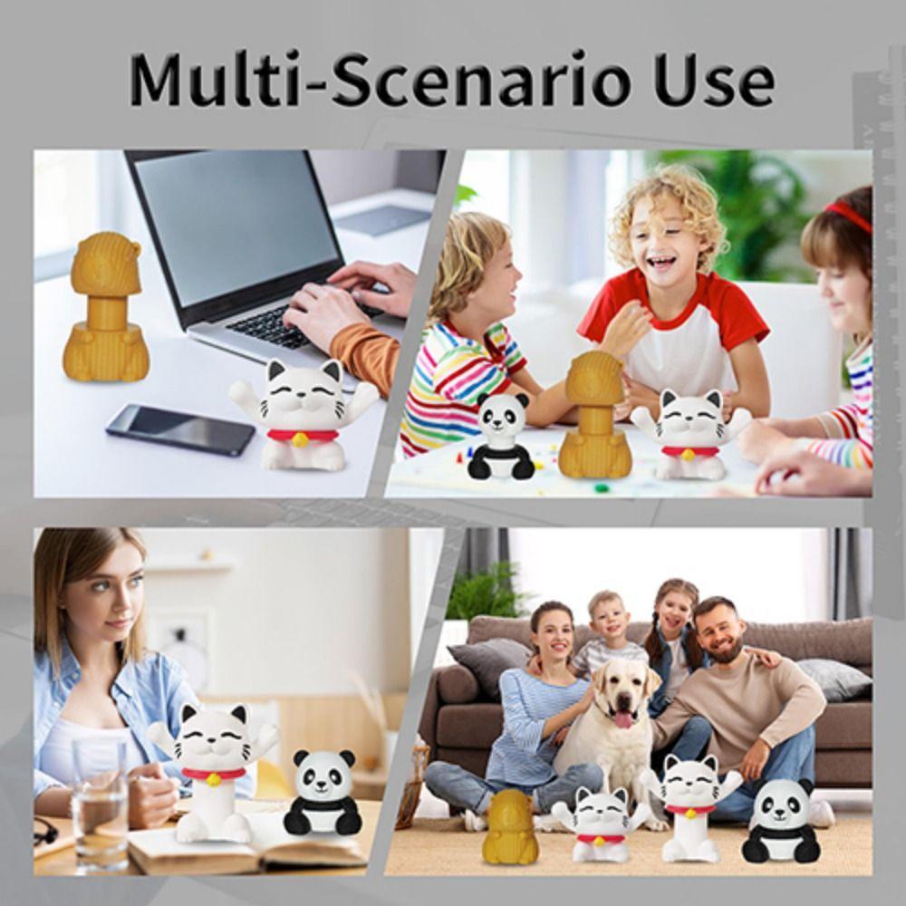 Rotational 3D Printed Animal Telescopic Cat Ornament Creative Kitten Figurines  Home Decoration