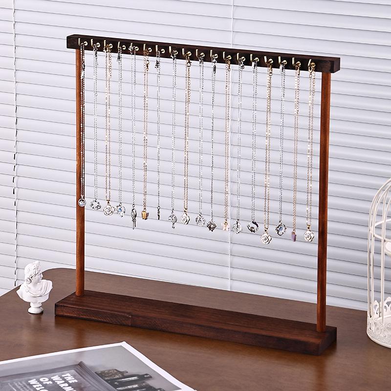 Walnut Jewelry Rack: Stylish Display Stand for Necklaces and Pendants