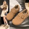 Velvet Cotton Shoes Women's New Winter Casual One-pedal Flat-bottomed Warm Snow Shoes Children