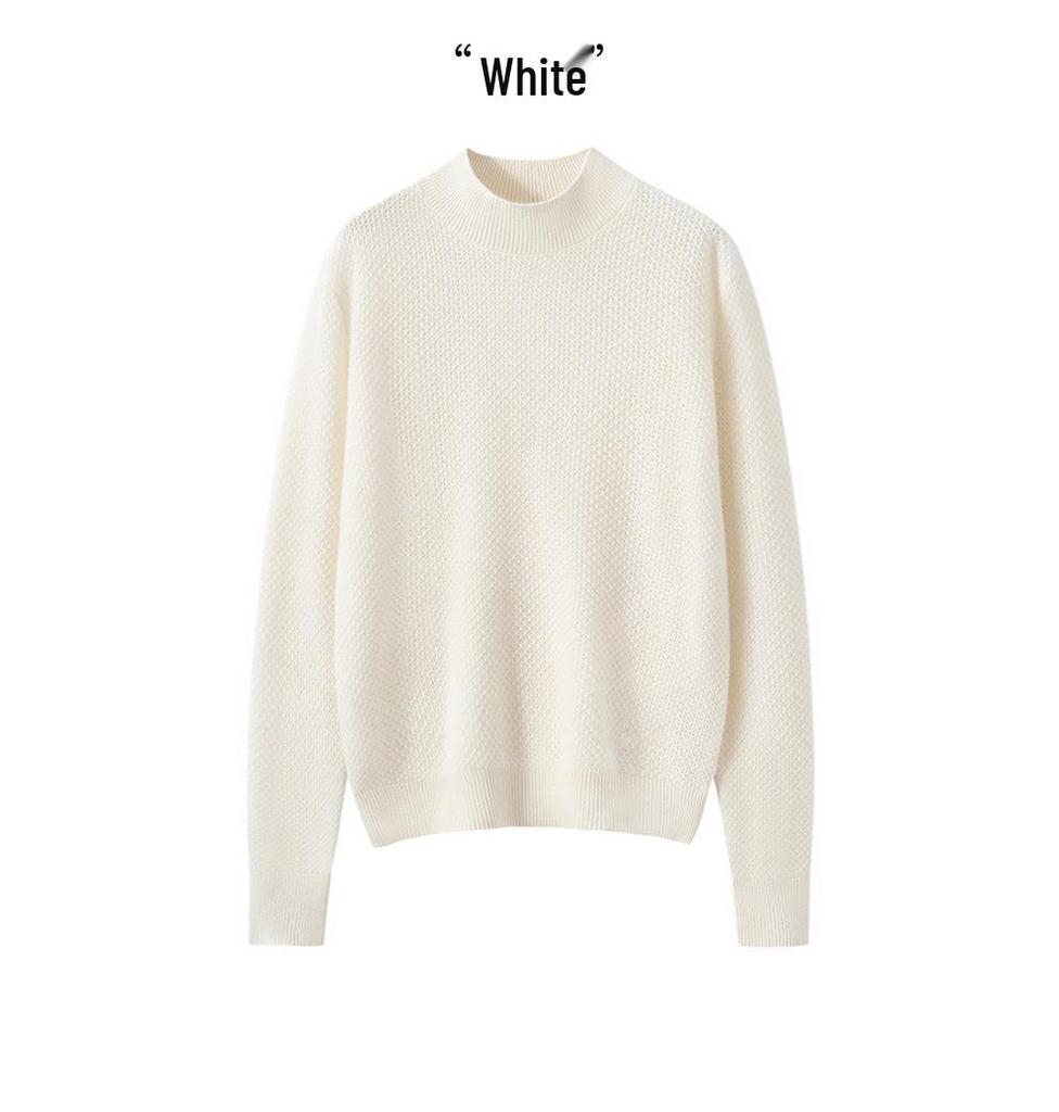 Cashmere Knit Half-High Neck Winter Cardigan Sweater