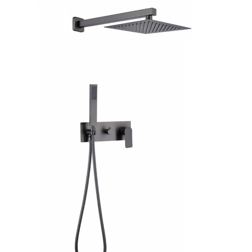 Brushed Gold Bathroom Shower Faucet Mixer Faucet Diverter With Water Outlet Holder Black Brass Rain Hand-Held Head Bathroom Set