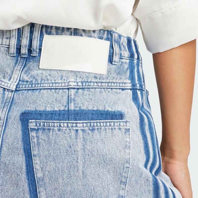 adidas Originals Fransen-Denimrock Damen Unterteile Hellblau-Grau IU2509