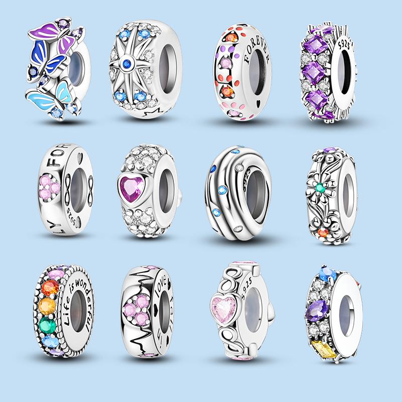 100% Copper Silicone Spacer Stopper Colorful Clip Charms Beads Fit Original Necklace Bracelet Diy Gift Women