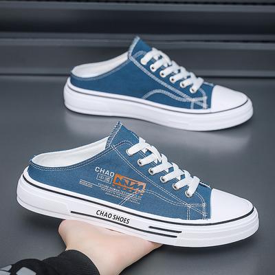 Autumn Breathable Half Slippers Men's Shoes Tide Canvas Shoes Bunhead Towers Casual Shoes for Students Slippers Comfortable Breathable Resistant Shoes