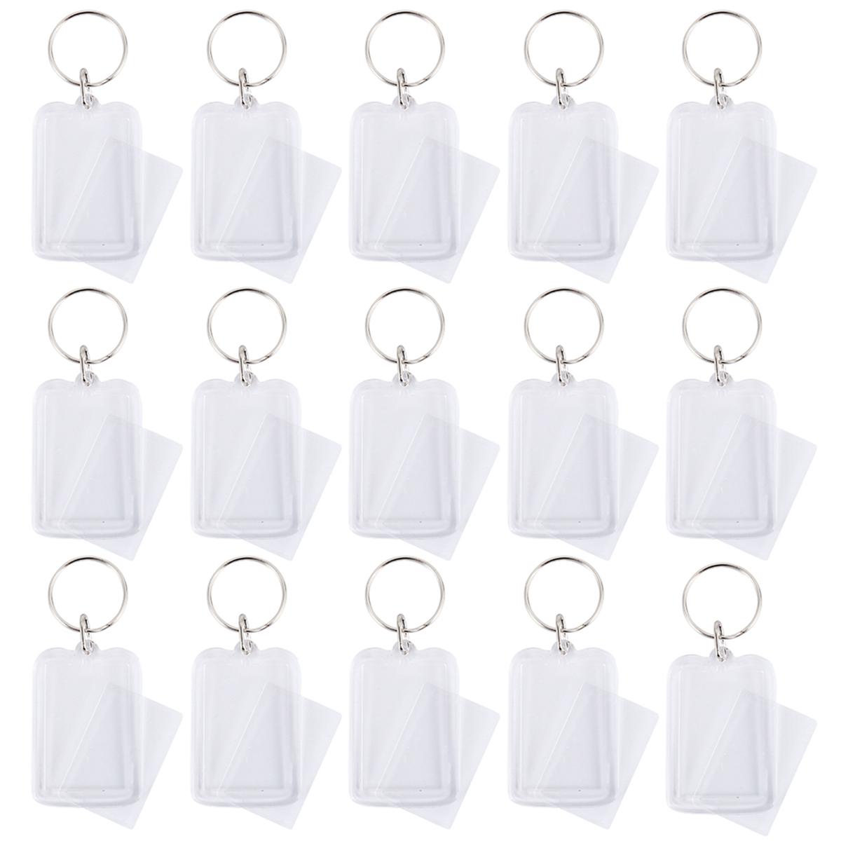 100/200/300Pcs Clear Photo Frame Keychain Snap-In Insert Photo Acrylic Blank Keyring Clear Blank Picture Pendant Key Chain Gifts