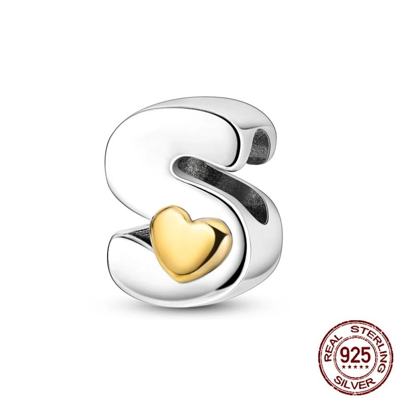 Copper Yellow Love 26 Letters Diy Love Charms Beads Fit 4Mm Hole Diameter Bracelets Fine Birthday Jewelry Gift