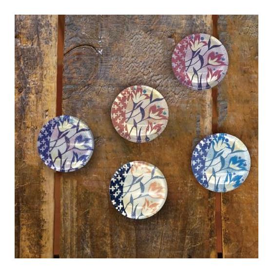 Juego de 5 Piezas Reposapalillos de Cristal Estilo Taisho Román (Tulipán) - Moderno Taisho, Moderno Japonés, Diseño Antiguo, Vajilla para Restaurante y Posada, Original Taisho