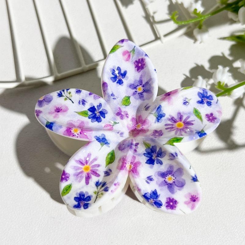 Printed Clips, Egg Flower Fresh and Light Hair Clips Back of The Head Updo Shark Clips