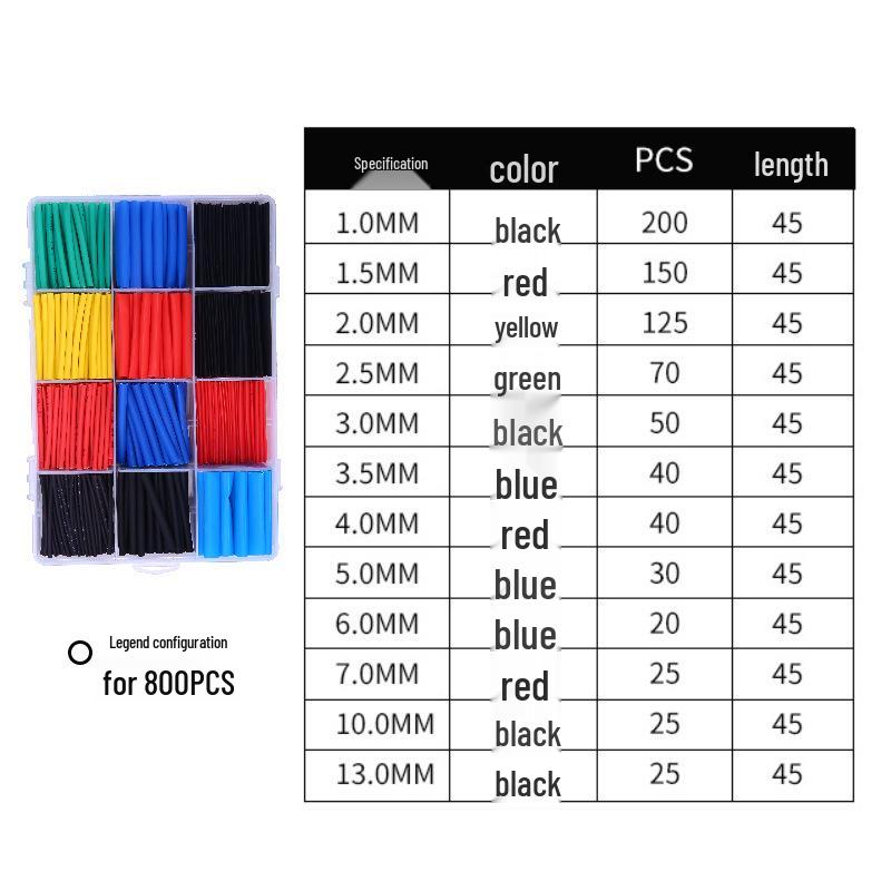 300-Piece Black & White Adhesive Heat Shrink Tube Set 3:1 Ratio - Triple Insulation