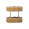 2Tier Rattan Basket Rounded Corners Tabletop Storage Undulating Edge Countertop Organizer for